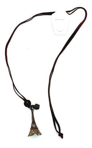 Collar Cuero Con Dije Torre Eiffel