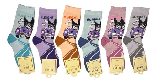 Calcetines Tines Largos Kuromi Algodón 23-27 Cm 3 Pares