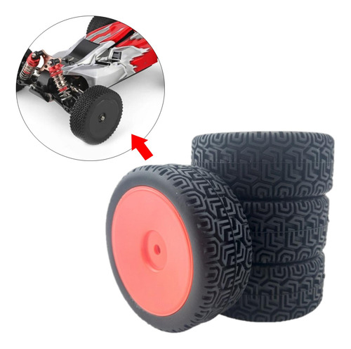 4 Paquetes De Neumáticos De Goma Rc 66mm Para Rojo Rojo