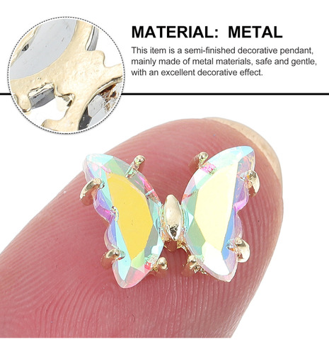 Uñas De Belleza Con Forma De Mariposa Con Diamantes De Imita