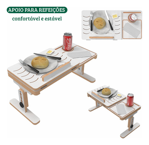 Suporte P/ Notebook Regulável Mdf Cama Sofá Ergonomia Branco