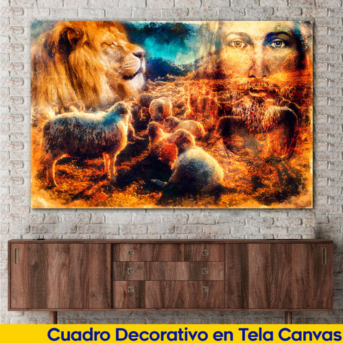 Cuadro Leon Jesucristo Religioso Artistico Canvas  60x90 A5