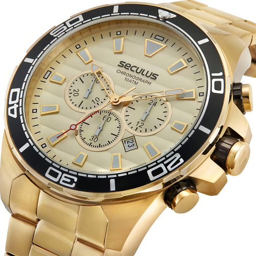Relógio Masculino Seculus Cronógrafo 44076gpsvda4 Dourado