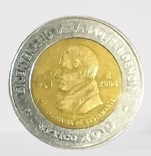 Moneda De 5 Pesos Bicentenario De México Carlos M Bustamante