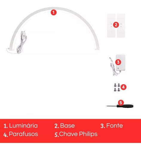 Luminária Led De Mesa Meia Lua 3 Tons 110v/220v - Sancai