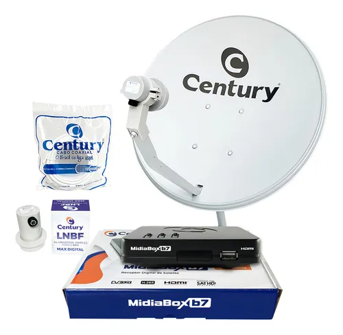 comprar Kit Receptor Digital Century Midiabox Antena Lnbf 5g Ku Cabo Cor Preto 110v\u002F220v