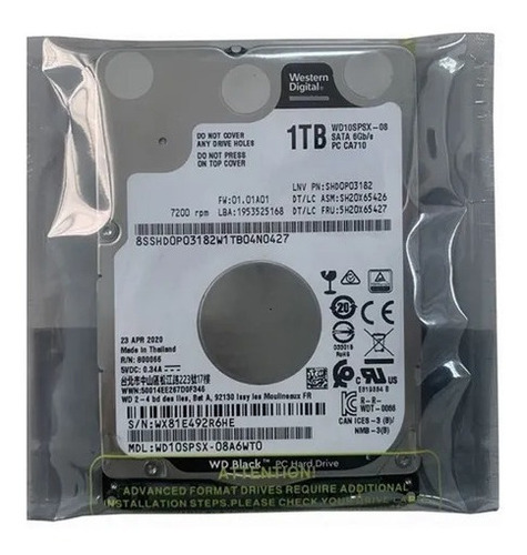 Western Digital Black, Disco Laptop 1tb, 7200rpm, 7mm, 64mb 