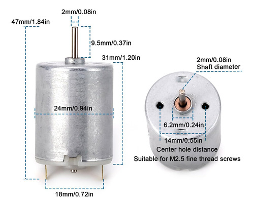 Motor Cc 3v-12v 280 Micro Motor 1.654 X 0.945pulgadapara Bar