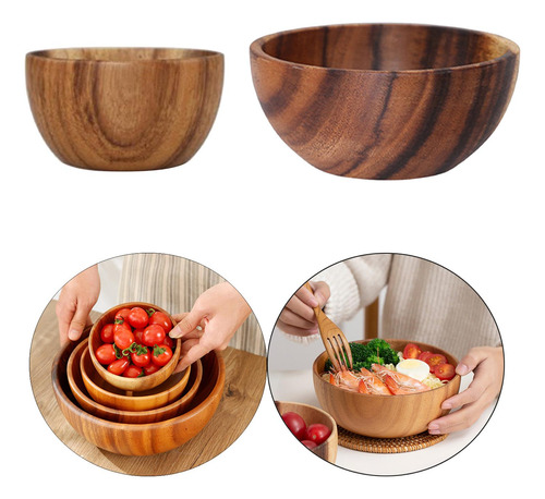 2pieces Wooden Serving Snacks Mixing Bowl Fruit Bowls Eating