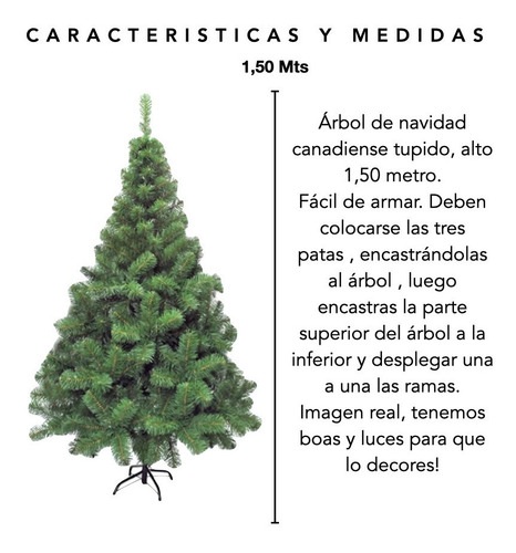 Imagen 2 de 10 de Arbol Navidad Canadiense Tupido 1,50 Cm Arbolito Navideño