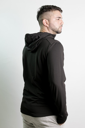 Buzo Deportivo Hombre Medio Cierre Capucha Hoodie Running