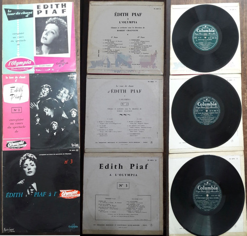 3x Lp Vinil (vg) Edith Piaf A L'olympia Ed Fr 1955 10 Poleg