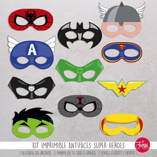 Antifaz Imprimible Super Heroes Batman Superman Spider Y Más