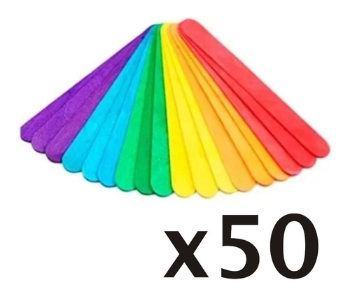 Palitos De Helado Colores X 50 Un Madera Palillos