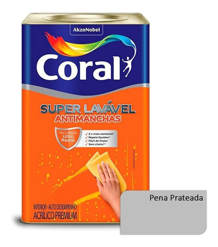 Tinta Acrílica Super Lavável Coral - Pena Prateada 16 Litr