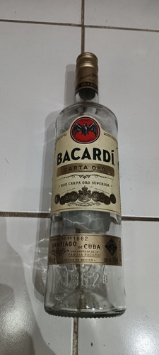 Botella Vacia Bacardí 750ml Echo En México Ideal Decoración 