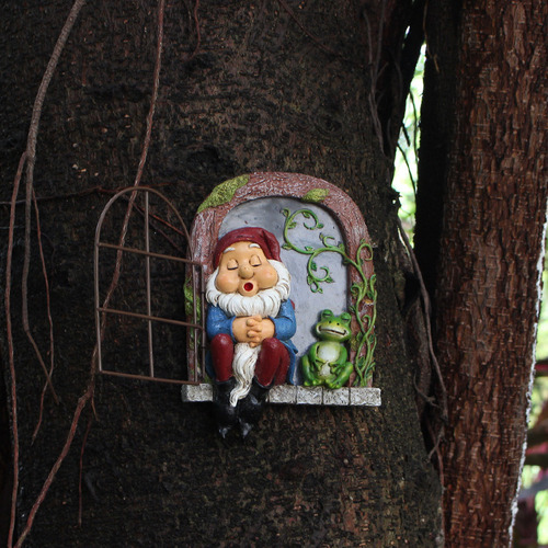 Estatua De Gnomo Tree Hugger, Decoración De Enano Dormido Y