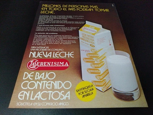 (pb963) Publicidad Clipping Leche La Serenisima * 1981