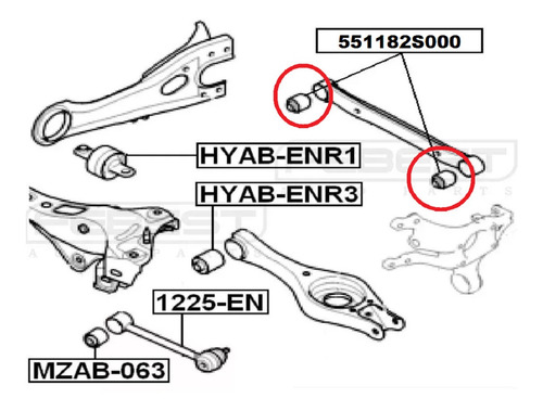 Imagem 2 de 4 de Par De Bucha Braço Tensor Traseiro Ix35 2.0 Kia Sportage 2.0