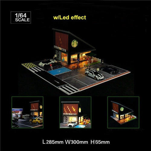 Diorama Starbucks Cafetería Escala 1/64 Luz Led Hot Wheels