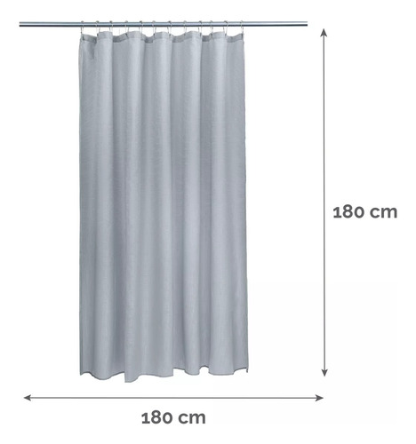 Cortina De Baño De Poliester De 180 X 180 Cm Incluye Ganchos