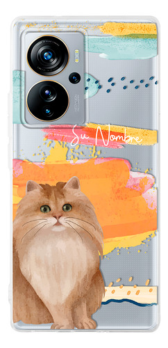 Funda Para Zte Mujer Gatito Siberiano Acuarela Con Tu Nombre