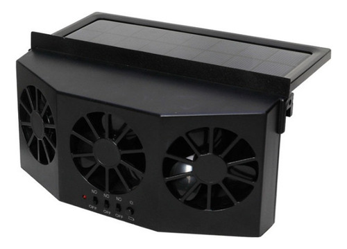 Ventilador De Refrigeración De Coche Solar Negro De 3cabezas