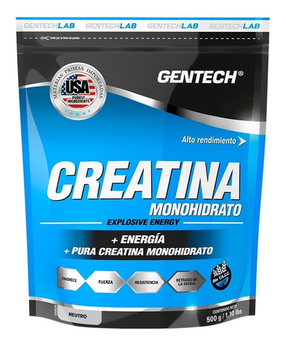Creatina Monohidrato X 500 G. Gentech 100% Pura
