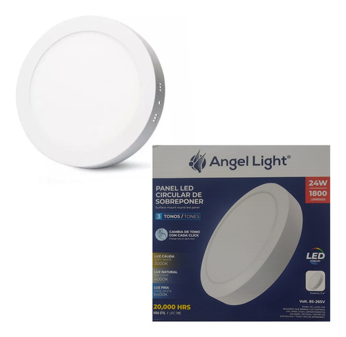 Lampara Led Redonda Sobreponer 24w  3 Tonos Angel Ligth