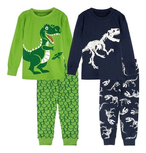 Niños Niños Dinosaurio Deporte Algodón Dos Conjuntos Pijama