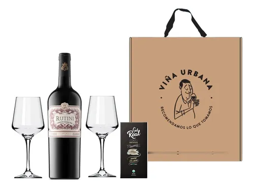 Combo Rutini Cabernet Malbec + 2 Copas + Chocolate 70% Cacao