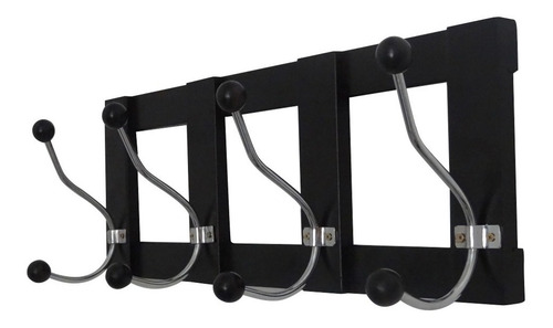 Perchero Negro De Pared Con 4 Ganchos