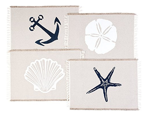 Living Fashions Table Placemats Set By 4 Beach Themed Nautic