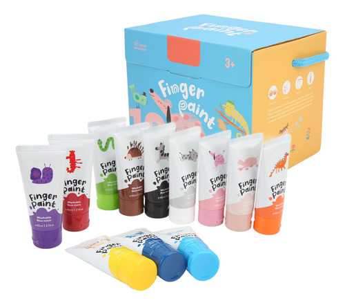 Paint Finger, Lavable, 12 Colores, Agradable Para La Piel