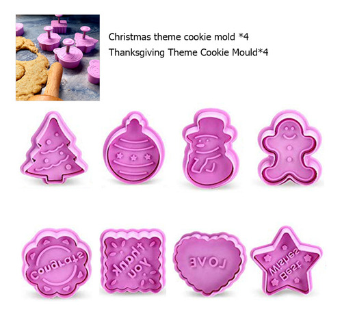 Molde Para Galletas Spring Mold, 8 Unidades, Para Navidad Y