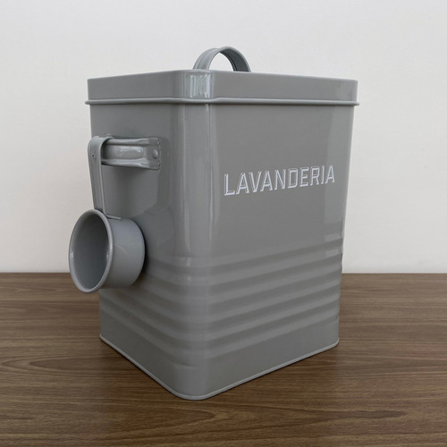 Porta Sabão Em Pó Com Dosador Econômico Metal Lavanderia