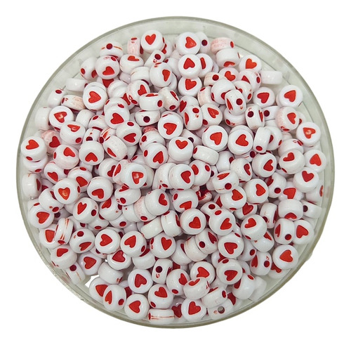 25gr Corazon Rojo Pastilla Blanca Plastico Bijou Pulsera