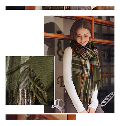 Q Bufanda A Cuadros De Invierno Para Mujer, Bufanda Cálida