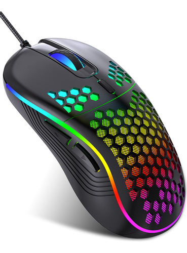 Jycste Wired Gaming Mouse, Diseno De Panal Ergonomico De Rat