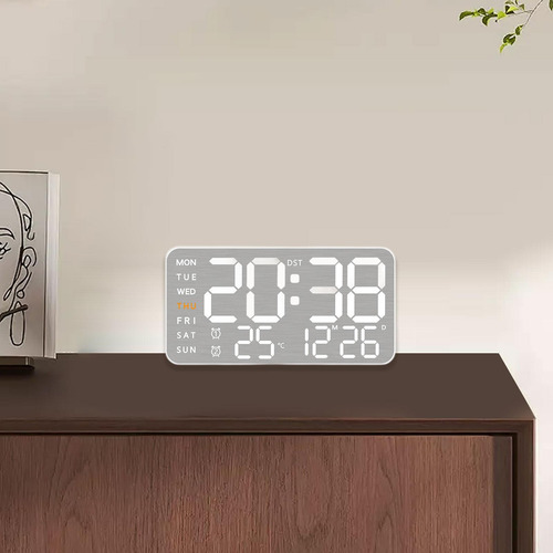 Reloj De Pared Digital Reloj Despertador Led, Concha Blanca