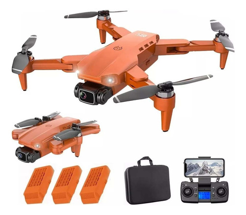 Drone L900 Gps 4k Cámaras Duales Profesional Fpv 3 Baterías Color Naranja