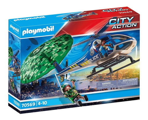 Muñecos Y  Helicóptero De Policía Persecución Playmobil 7056