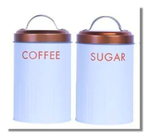 Imagem 1 de 5 de Lata De Café E Açucar Decorativa - Kit Com 2 Latas