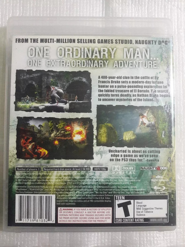 Uncharted Drakes Fortune Ps3 Videojuego Fisico Original (Reacondicionado)