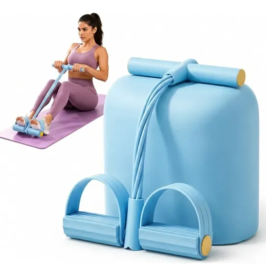 Elástico Extensor 4 Tubos Com Pedal Exercício Yoga Pilates