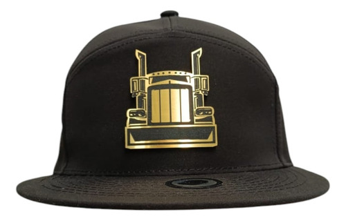 Gorra Plana Con Placa Premium 7 Gajos Negro Trailer Frente Ajustable