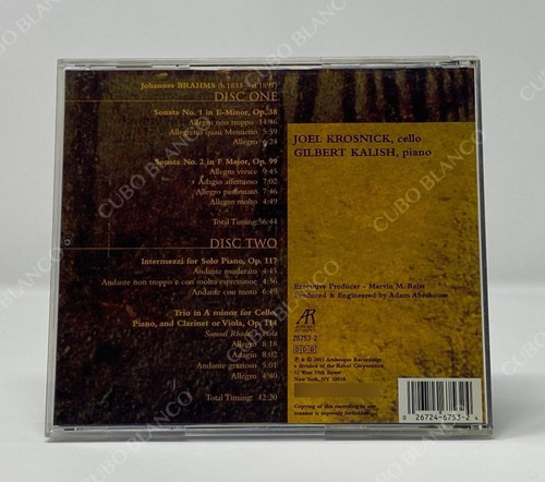 Brahms - Complete Cello Sonatas, Intermezzi And Trio 2 Cds (Usado)
