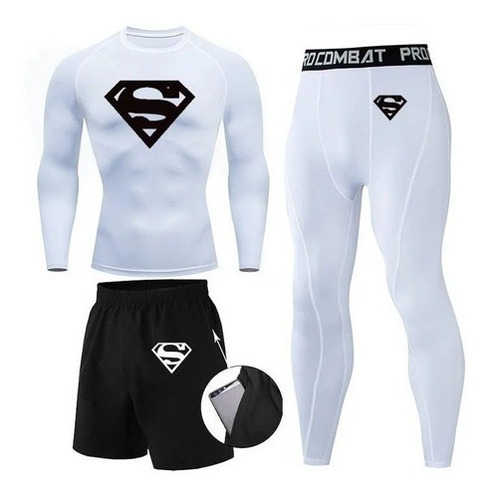 Conjunto Deportivo Super Heroes Superman Compresión 3 Piezas