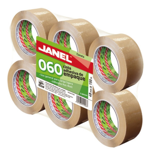 6 Pz Cinta Empaque Canela O Transparente Janel 060 48mmx150m