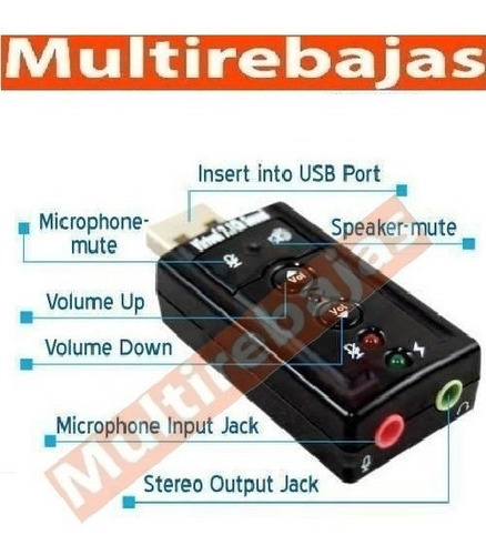 Imagen 1 de 5 de Tarjeta Adaptador Audio Sonido Usb Mic 7.1 Dj Mix Pc Laptop